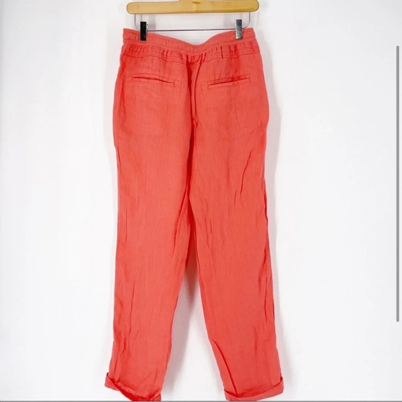 Victoria’s Secret Coral Linen Drawstring Pants Size 8 - Picture 1 of 4